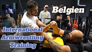 INTERNATIONAL ARMWRESTLING TRAINING 2024 BELGIUM  Rino Masic Dmitri Vizii Josia Schäfer and more [upl. by Sherl]