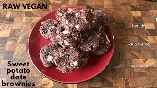 How to make RAW VEGAN Sweet Potato Date Brownies [upl. by Atews]