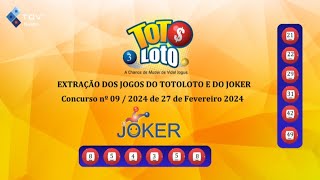 Extração Totoloto amp Joker  27 Fevereiro 2024 [upl. by Alyss220]