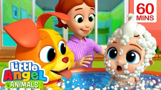 No No Bath Time Song  Fun Animal Sing Along Songs by Little Angel Animals [upl. by Ahsas]