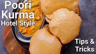 Saravana Bhavan Style Poori Kurma Combo Meal Recipe  Hotel Style Red Color Masala Kurma Puri Recipe [upl. by Arenat]