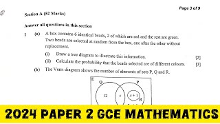 PROBABILITY  2024 GCE Mathematics Paper 2  Tree diagram [upl. by Laehpar148]