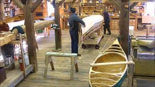 Wood canvas canoe building  hull coming off the form [upl. by Aubrey]