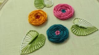 Hand Embroidery Designs  Rose flower design  Stitch and Flower144 [upl. by Schenck]