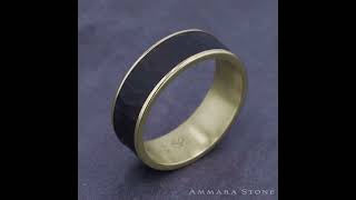 CFT9475591TAY  75mm Tantalum and Yellow Gold Hammered Wedding Ring [upl. by Prescott403]