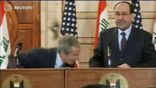 Iraqi who threw shoes at President Bush still angry after 15 years [upl. by Atiuqcir]