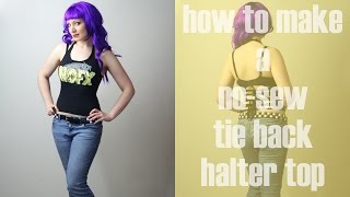 How to Make a NoSew Tie Back Halter Top  DiY Fashion Tutorial [upl. by Bambie]