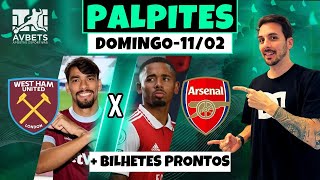 PALPITES E APOSTAS DE FUTEBOL PARA HOJE 11 02 2024  BILHETE PRONTO DOMINGO [upl. by Moreno]