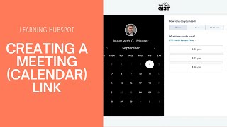 Learning HubSpot  Creating a Meeting Calendar Link [upl. by Nuoras]