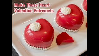 Make These Heart Valentine Entremets Dessert for Valentines Day [upl. by Motteo]