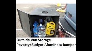 Outside Storage on my Lifted Ford Econoline van  Budget Aluminess Bumper alternative DIYcheap [upl. by Aruasor]