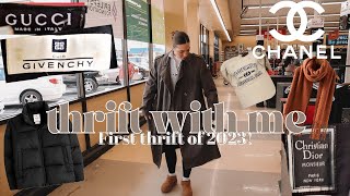 I FOUND SO MUCH DESIGNER THRIFT WITH ME my first trip of 2023  try on thrift haul [upl. by Appleby]