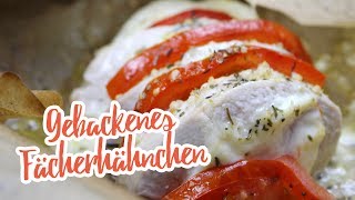 LowCarb Gebackenes Fächerhähnchen TomateMozzarella  Essen ohne Kohlenhydrate [upl. by Middleton852]