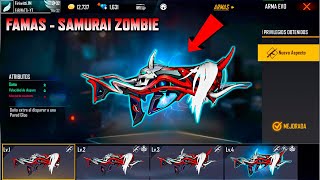 YA SALIÓ NUEVA ARMA EVOLUTIVA FAMAS ZOMBIE SAMURAI en FREE FIRE PRÓXIMA ARMA EVOLUTIVA XM8 [upl. by Enilraep]