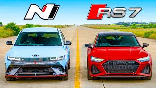 Audi RS7 Performance v IONIQ 5 N DRAG RACE [upl. by Llib]