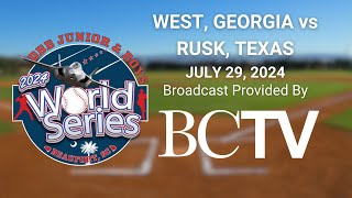 DBB WORLD SERIES FIELD 1 WEST GEORGIA VS RUSK TEXAS [upl. by Nnaaras]