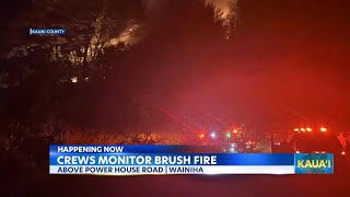 Firefighters monitor brush fires near Wainiha Power House Road on Kauai [upl. by Xanthe]