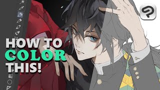 How to Color ● Full Digital Art Shading Process  Tutorial Clip Studio Paint [upl. by Miehar435]