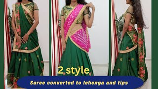 Saree converted to lehenga drap and tips  lehenga saree  saree draping  gujrati saree [upl. by Adnana745]