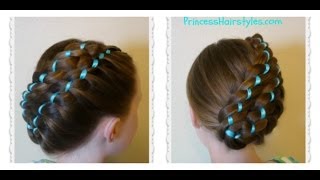 Diagonal Stacked Ribbon Braid Updo Easter Hairstyles [upl. by Etnemelc209]