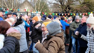 Gay Gordons Scottish country dance mass Ceilidh during Pitlochrys New Year 2024 Street Party [upl. by Llesig]