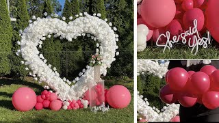 White Heart Flower Wall  Balloon Decoration Idea [upl. by Iahs160]