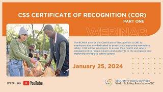 CSS Certificate of Recognition COR  January 25 2024 Webinar VIDEO 1 of 2 [upl. by Lampert]