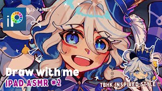 draw with me🎨 furina💙🩵┊IPAD ASMR 2┊Full Art Process sketching coloring shading┊Ibis Paint X [upl. by Are]