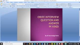 3OBIEE Interview Question and Answer part1 by BIKnowledge [upl. by Earlene]