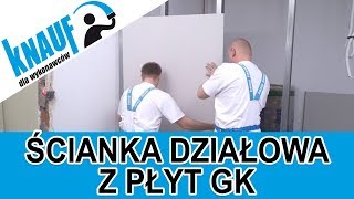 Montaż ścianki działowej z płyt gipsowokartonowych w systemie W111  Knauf [upl. by Llenart]