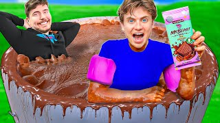 Last To Leave Mr Beast Chocolate Hot Tub WINS 10000 [upl. by Acnaib]