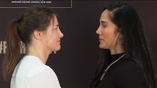 KATIE TAYLOR VS AMANDA SERRANO  IN THE FACE OF HISTORY  first faceoff [upl. by Nored]