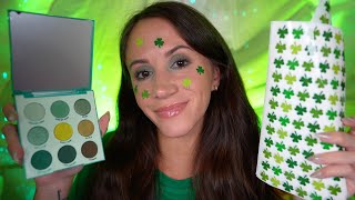 ASMR  Doing Your St Paddys Day Makeup ☘️ fake tattoo makeup layered sounds [upl. by Aral]