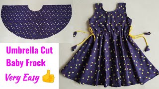 Full Circle Umbrella Cut Baby Frock Cutting and Stitching [upl. by Eilrahc]