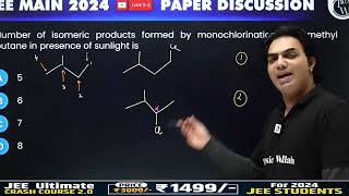 Number of isomeric products formed by monochlorination of 2methyl butane in presence of sunligh [upl. by Ayotyal]