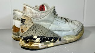 1994 Jordan 3 White Cement Restoration  From Trashed To Treasure [upl. by Hultin693]