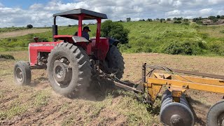 Trator MF296 cortando terra no sítio baixío para o plantio de maracujá [upl. by Dianna]