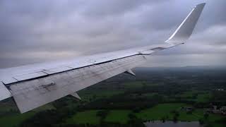 American Airlines Hard landing at Manchester UK Full wing view with Flaps amp Air brake deployment [upl. by Brest598]