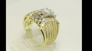 Diamond Event Ring 125CT Yellow Gold VVS Clarity Size 65  32798 [upl. by O'Brien]