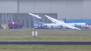 Crash landing Flybe Dash 8 at Amsterdam Schiphol During storm Doris 4K [upl. by Brietta208]