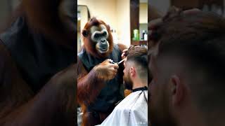 Orangutan hairdresser This hairdressers appointment is booked a year in advance shorts [upl. by Euv]