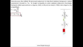 DRGANIA FALE 1 Okres drgań sprężyny połączone szeregowo i równolegle wwwfizykakursypl [upl. by Yedarb]