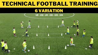 Technical FootballSoccer Training Drills  6 Variation  U9  U10  U11  U12  U13  U14 [upl. by Gilges]