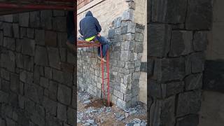 German stonemason’s house wall stone paving skillful craftsman construction stonefixing artwork [upl. by Eimaj]