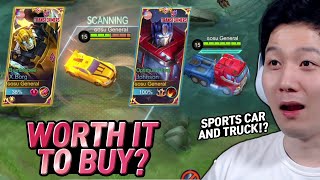 Gosu General bought and reviewed Bumble bee Optimus Prime skins  Mobile Legends Xborg and Johnson [upl. by Nomrej553]