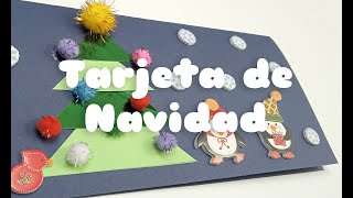 Cómo hacer una tarjeta de navidad con cartulinas [upl. by Enicnarf912]