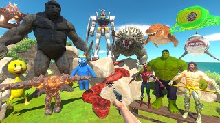 Rescues HulkAquaman and Spiderman and Fight Big Boss Gorilla Kong  Animal Revolt Battle Simulator [upl. by Kylah]