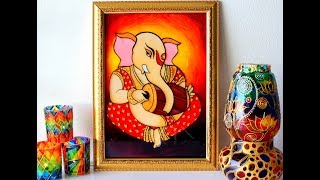 GLASS PAINTING OF GANESHA [upl. by Arral124]