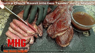 Turn a Chuck Roast into two Tender Juicy Steaks Dry Brine and Reverse Seared [upl. by Eecyaj]