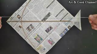 Kite making How to Make Newspaper Kite At Home  ಗಾಳಿಪಟ ಮಾಡುವ ವಿಧಾನ 2023 DIY Kite  Pongal craft [upl. by Karlen]